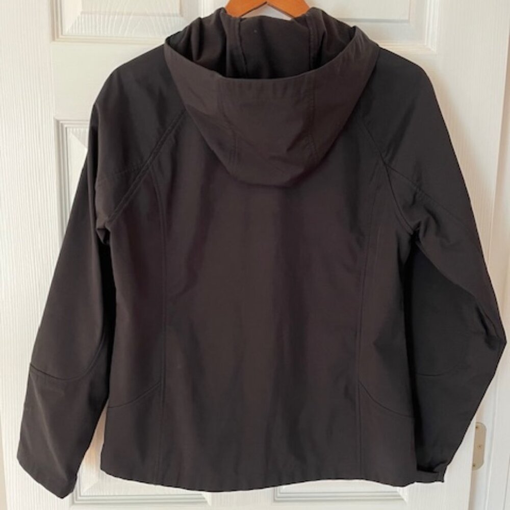 FREE TECH | Women's Softshell Jacket Black Hooded Zip Up Athletic Sz 8-10 -EUC - Picture 3 of 14